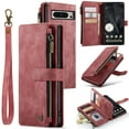 thumbnail image 1 of for Google Pixel 8 Pro Case Wallet for Women and Men, Google Pixel 8 Pro Case, PU Leather Magnetic Flip Strap Wristlet Zipper Card Holder Wallet Business Phone Cover for Google Pixel 8 Pro, Red, 1 of 10