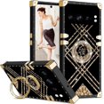 thumbnail image 1 of for Google Pixel 8 Pro Case for Women, Rivet Metal Corner Design Phone Case Cover with Bling Diamond Ring Suitable for Google Pixel 8 Pro 6.7" BF-Black, 1 of 8