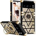 thumbnail image 1 of for Google Pixel 8 Pro Case for Women, Rivet Metal Corner Design Phone Case Cover with Bling Diamond Ring Suitable for Google Pixel 8 Pro 6.7" BF-Gold, 1 of 16