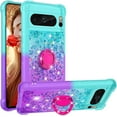 thumbnail image 1 of for Google Pixel 8 Pro Clear Case for Girls Women, Liquid Glitter Sparkle Bling Cute Case with Kickstand Gradient Quicksand Cover for Google Pixel 8 Pro JB Bluish Violet, 1 of 14