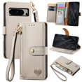 thumbnail image 1 of For Google Pixel 8 Pro Leather Phone Case Wallet Zipper Pocket Pouch Folio Flip Cover Kickstand, Multi Anti-theft Card Holder Cash Slot, Double Magnetic Buckle, Wrist Lanyard,Gray, 1 of 12