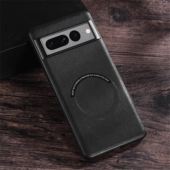 for Google Pixel 8 Pro MagSafe Case, Compatible with MagSafe Charging, Premium PU Leather Back TPU Edges Drop Proof Scratch Resistant Thin Lightweight Case Cover for Google 8 Pro, Black