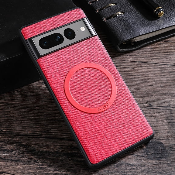 For Google Pixel 8 Pro Matte Case [Compatible with Magsafe] Soft TPU Bumper + PU Leather Cloth Textured Back Ultra-Thin Business Shockproof Soft Drop Protective Case For Google Pixel 8 Pro,Red