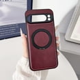 thumbnail image 1 of for Google Pixel 8 Pro PU Leather Back Cover with Ring Kickstand, Shock-Absorbent TPU Protective Case Cover, Classic Anti-Scratch Anti-Fingerprint Non-Slip Wireless Charging Compatible, Winered, 1 of 8