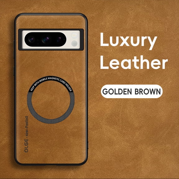 for Google Pixel 8 Pro PU Leather Case, Vintage Compatible with MagSafe and Wireless Charging Slim Fit-Drop Scratch Resistant Support Magnetic Car Mount Case Cover for Google Pixel 8 Pro, Brown