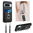 thumbnail image 1 of for Google Pixel 8 Pro PU Leather Phone Case Cover, Classic Shoulder Strap Card Slots Shockproof Protective Ring Bracket Anti-scratch Ultra Slim Back Case for Google Pixel 8 Pro - Black, 1 of 8