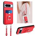 thumbnail image 1 of for Google Pixel 8 Pro PU Leather Phone Case Cover, Classic Shoulder Strap Card Slots Shockproof Protective Ring Bracket Anti-scratch Ultra Slim Back Case for Google Pixel 8 Pro - Red, 1 of 8
