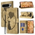 thumbnail image 1 of for Google Pixel 8 Pro Phone Case Wallet Flip Cases,Cute Cat & Heart Patterned,Retro PU Leather Kickstand,Card Holder,Wrist Strap,Magnetic Closure,Shockproof Cover For Google Pixel 8 Pro, Beige, 1 of 12