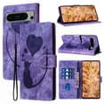 thumbnail image 1 of for Google Pixel 8 Pro Phone Case Wallet Flip Cases,Cute Cat & Heart Patterned,Retro PU Leather Kickstand,Card Holder,Wrist Strap,Magnetic Closure,Shockproof Cover For Google Pixel 8 Pro, Purple, 1 of 12