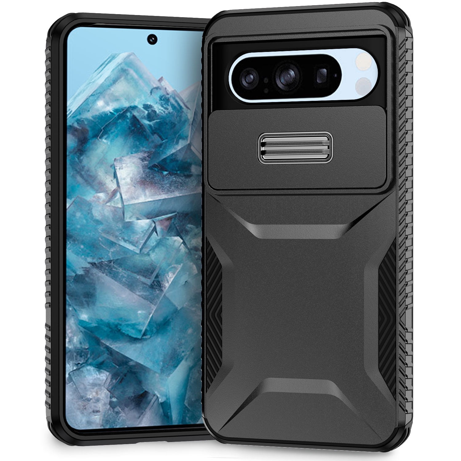 for Google Pixel 8 Pro Rugged Case with Camera Lens Sliding Cover ...