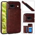 thumbnail image 1 of For Google Pixel 8 Pro Wallet Case with Card Holder, Premium PU Leather Kickstand Credit Card Slots Case,[RFID Blocking] Double Magnetic Clasp Back Flip Durable Shockproof Cover, Brown, 1 of 10