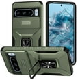 thumbnail image 1 of For Google Pixel 8 Pro XL Slim Fit Shockproof Hybrid with Slide Camera Cover & Rotated Ring Kickstand, [Military-Grade] Phone Case For Google Pixel 8 Pro XL 6.7",Alpine Green, 1 of 8