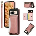 thumbnail image 1 of for Google Pixel 8 Wallet Case with Card Holder - PU Leather Case for Women & Girls, Wrist Hand Strap, Secure Finger Ring, Shockproof Protective Phone Cover for Google Pixel 8, Pink, 1 of 6