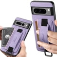 thumbnail image 1 of for Google Pixel 8 Wallet Case, Classic Finger Ring with Card Holder Lychee Texture PU Leather Back Cover with Wristband Kickstand Shockproof Drop Protective for Google Pixel 8, Purple, 1 of 9