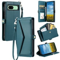 for Google Pixel 8 Wallet Case,Kickstand,Crossbody Phone Case with Lanyard Strap Purse Case Flip Credit Card Holder Soft Girls Lady Shockproof Phone Case Cover for Google Pixel 8,Green