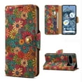 thumbnail image 1 of for Google Pixel 8 Wallet Case with Lanyard for Women Girls, Flower Pattern Design PU Leather Flip Cover with Card Slots Kickstand Full Body Protective Case for Google Pixel 8, Green, 1 of 7
