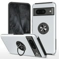 thumbnail image 1 of for Google Pixel 8A Case, 360° Rotatable Ring Holder Kickstand Dual Layer Military-Grade Drop Tested Protection Support Car Holder Mount Magnetic Absorbing Bumper Phone Case, Silver, 1 of 7
