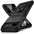 thumbnail image 1 of for Google Pixel 8A Case with Camera Lens Cover HD Screen Protector, 10 FT Military Grade Drop Protection, Magnetic Ring Holder Kickstand Protective Phone Case, Black, 1 of 13