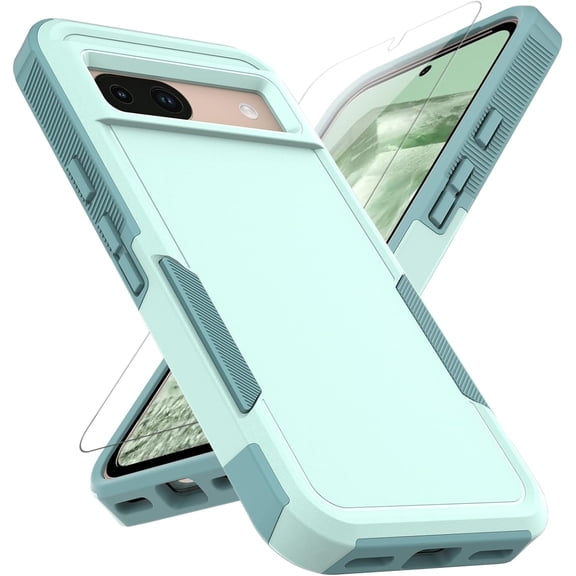 for Google Pixel 8A Case: Dual Layer Protective Heavy Duty Cell Phone Cover Shockproof Rugged with Screen Protector - Military Protection Bumper Tough - Google Pixel 8A 2024, Green
