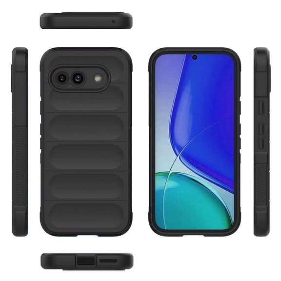 for Google Pixel 8A Case, Liquid Silicone Soft Gel Rubber Slim Cover with Microfiber Cloth Lining Cushion Shockproof Full Body Protective Case for Google Pixel 8A,Black
