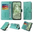 thumbnail image 1 of For Google Pixel 8A Case Wallet, Stylish Flower Butterfly Embossed PU Leather Flip Cover Stand Shockproof Cards Slots Hand Wrist Phone Case for Google Pixel 8A, Green, 1 of 11