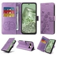 thumbnail image 1 of For Google Pixel 8A Case Wallet, Stylish Flower Butterfly Embossed PU Leather Flip Cover Stand Shockproof Cards Slots Hand Wrist Phone Case for Google Pixel 8A, Purple, 1 of 11