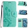 thumbnail image 1 of For Google Pixel 8A Wallet Case,Cute Embossed Butterfly & Flower Patterned Flip Premium PU Leather [Flip Kickstand] [Card Slots] [Wrist Strap] [Magnetic Closure] Phone Cover, Mint, 1 of 9