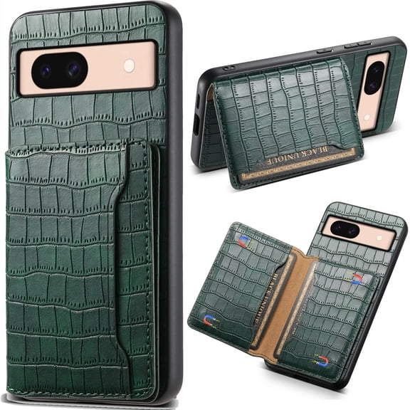 for Google Pixel 8Pro Crocodile Pattern Leather Phone Case, Classic Croc-printed Check Leather Magnetic Folio Flip ID Credit Card Holder Slot Back Cover Bag, Kickstand Support
