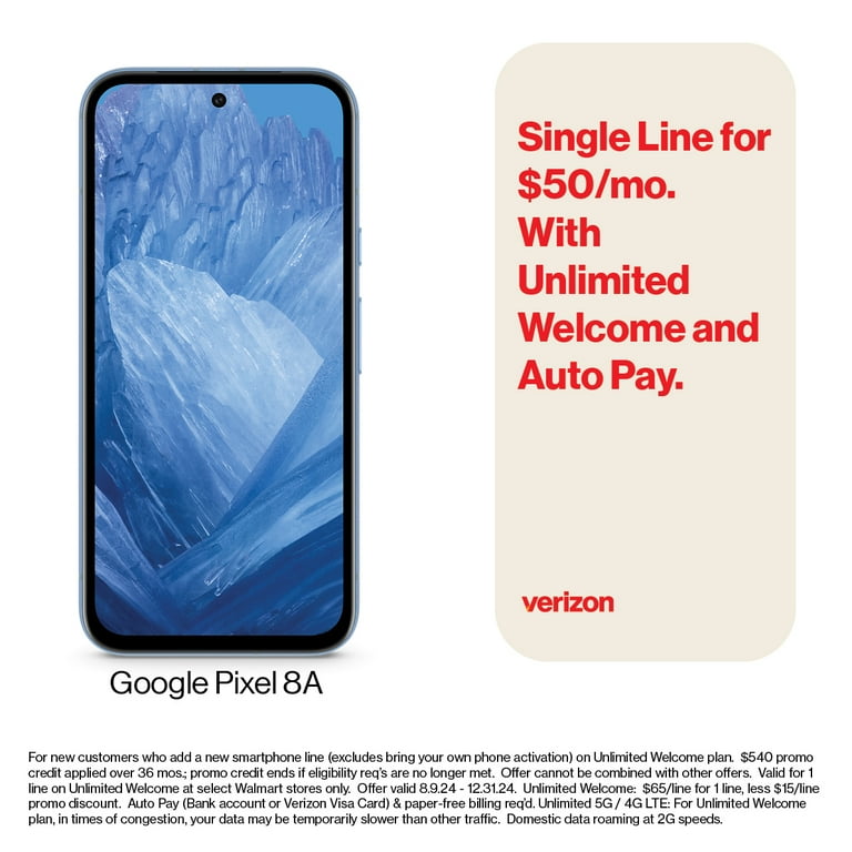 Google Pixel 8a 128 GB, Obsidian, Postpaid Smartphone Google Pixel 8a 128 GB, Obsidian, Postpaid Smartphone