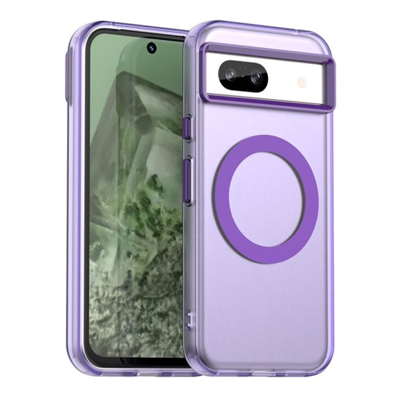 For Google Pixel 8a 6.1" Case ,[Compatible with MagSafe] Cute Candy Color Drop Protection Slim Anti-Slip Shockproof Magnetic Phone Case,Purple ,For Google Pixel 8a