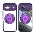 thumbnail image 1 of for Google Pixel 8a Back Case with Lens Protector, Slim TPU Frame Rotating Ring Bracket Magnetic PC Clear Back Anti-Scratch Anti-fingerprint Phone Case for Google Pixel 8a, Darkpurple, 1 of 7