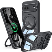JETeacka for Google Pixel 8A Case, 360  Rotatable Stand, Lens Protection Shockproof Magnetic Anti-Yellowing, Black