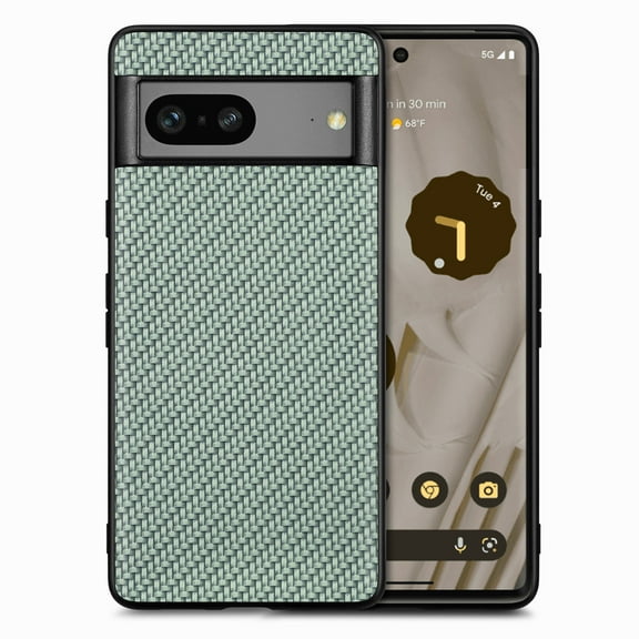 for Google Pixel 8a Case, Carbon Fiber Leather Slim Protective Cover, Full Protection Strong Impact Resistance Smartphone Protection for Google Pixel 8a, Green
