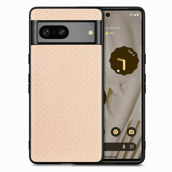 for Google Pixel 8a Case, Carbon Fiber Leather Slim Protective Cover, Full Protection Strong Impact Resistance Smartphone Protection for Google Pixel 8a, Khaki