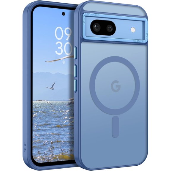 for Google Pixel 8a Case, Google 8a Magnetic Case [Compatible with MagSafe] Translucent Matte Slim Shockproof Anti-Fingerprint Anti-Scratch Protective Cover for Google 8a 6.1’’ Blue