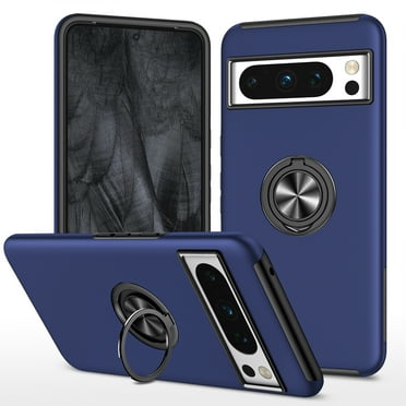 for Google Pixel 8a Case with Ring Stand, 360° Rotatable Ring Holder Magnetic Kickstand, 2-Layer Heavy Duty Shockproof Rugged Hybrid Hard PC Soft Rubber Case for Google Pixel 8a, Blue