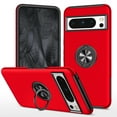 thumbnail image 1 of for Google Pixel 8a Case with Ring Stand, 360° Rotatable Ring Holder Magnetic Kickstand, 2-Layer Heavy Duty Shockproof Rugged Hybrid Hard PC Soft Rubber Case for Google Pixel 8a, Red, 1 of 7