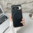 thumbnail image 1 of for Google Pixel 8a Plating Case, [Compatible with MagSafe] PU Leather + Hard PC Shell Slim Durable Protective Phone Cover for Google Pixel 8a, Support Magnetic Car Mount, Black, 1 of 8