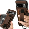 thumbnail image 1 of for Google Pixel 8a Wallet Case, Classic Finger Ring with Card Holder Lychee Texture PU Leather Back Cover with Wristband Kickstand Shockproof Drop Protective for Google Pixel 8a, Brown, 1 of 9