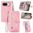 thumbnail image 1 of for Google Pixel 8a Wallet Case, [Flower Embossed] Premium PU Leather Wallet Flip Protective Phone Case Cover with Card Slots and Stand with Wrist Strap for Google Pixel 8a, Pink, 1 of 9