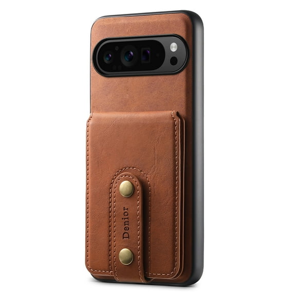 for Google Pixel 9 / 9 Pro Back Case, PU Leather Detachable Card Slot Magnetic Closure Shockproof Kickstand Slim Fit Support Magnetic Car Mount Phone Cover for Google Pixel 9 / 9 Pro, Brown