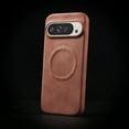 thumbnail image 1 of for Google Pixel 9 / 9 Pro Back Case, Premium PU Leather Anti-fall Ultra Slim Shockproof Drop Protective Classic Strong Magsafe Business Phone Case Cover for Google Pixel 9 / 9 Pro, Brown, 1 of 12