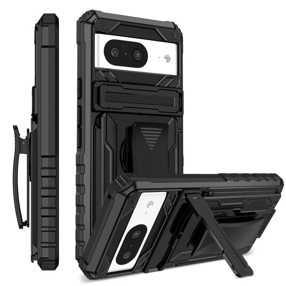 For Google Pixel 9 / 9 Pro Case with Belt Clip Holster, Heavy Duty Military Grade Drop Protective, 360° Rotating Kickstand Shockproof TPU Shell Durable Rugged Cover For Google Pixel 9 / 9 Pro, Black