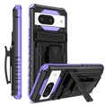 thumbnail image 1 of For Google Pixel 9 / 9 Pro Case with Belt Clip Holster, Heavy Duty Military Grade Drop Protective, 360° Rotating Kickstand Shockproof TPU Shell Durable Rugged Cover For Google Pixel 9 / 9 Pro, Purple, 1 of 15