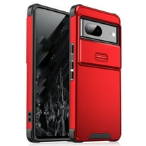 for Google Pixel 9 / 9 Pro Case, Built-in Camera Lens Slide Cover, Military Grade Drop Protection, Heavy Duty Rugged Shockproof Hard PC Protective Phone Cover For Google Pixel 9 / 9 Pro,Red