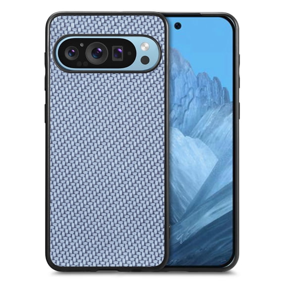 for Google Pixel 9 / 9 Pro Case, Carbon Fiber Leather Slim Protective Cover, Full Protection Strong Impact Resistance Smartphone Protection for Google Pixel 9 / 9 Pro, Blue
