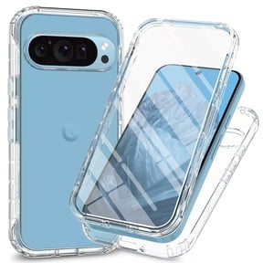 for Google Pixel 9 / 9 Pro Case, Google Pixel 9 / 9 Pro Phone Case with Built-in Screen Protector Clear Slim Back Cover Shockproof Rugged Heavy Duty Bumper Full Body Protective Case, Clear