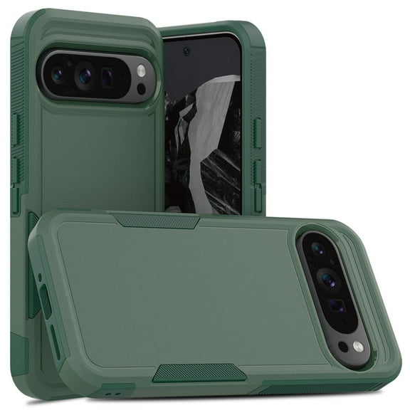 for Google Pixel 9 / 9 Pro Case,Heavy Duty Drop Protection Edge Raised Rugged Shockproof/Drop Proof/Dust Proof Military Protective Tough Durable Cell Phone Cover for Men Women,Darkgreen