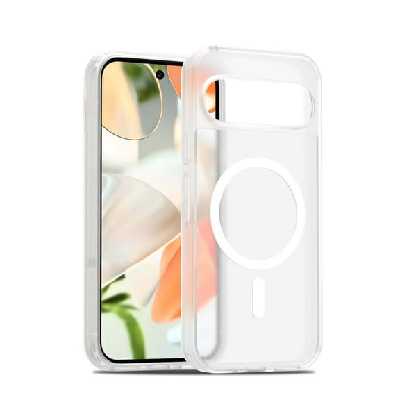for Google Pixel 9 / 9 Pro Case: Magnetic Translucent Matte Shockproof Slim Compatible with MagSafe - Military Grade Drop Proof Hard Back Anti-Fingerprint Protective Cell Phone Cover,Clear