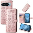 thumbnail image 1 of for Google Pixel 9 / 9 Pro Case, Premium PU Leather Wallet Case [Cat & Dog & Flowers Embossed] Card Slots Kickstand Magnetic Closure Flip Case Cover for Google Pixel 9 / 9 Pro, Rosegold, 1 of 10